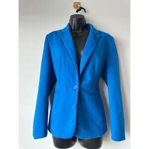 Vintage Cobalt Blue Minimalist Fitted Blazer Jacket 90s Size M 90s minimalist